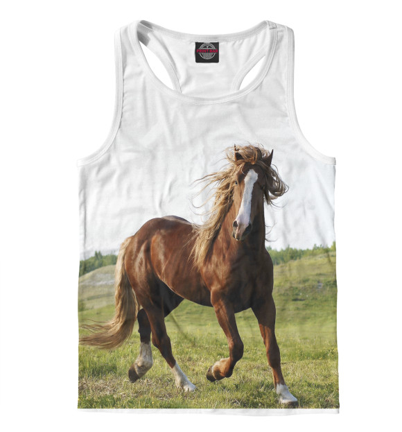 Мужская майка-борцовка с изображением Конь цвета Белый