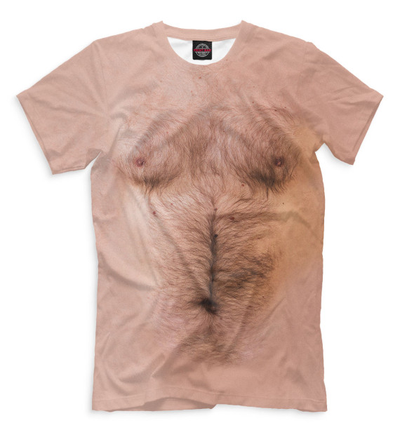 Мужская футболка с изображением Волосатая грудь цвета Темно-бежевый