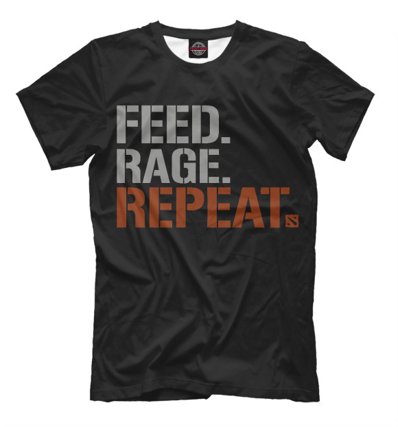 Мужская футболка с изображением Feed Rage Repeat цвета Черный