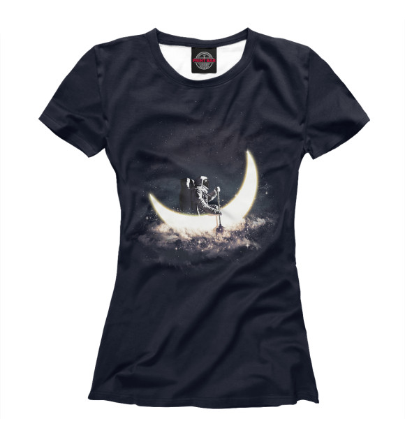 Женская футболка с изображением Лунная лодка цвета Белый
