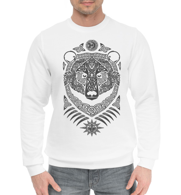 Женский хлопковый свитшот с изображением Медведь цвета Белый