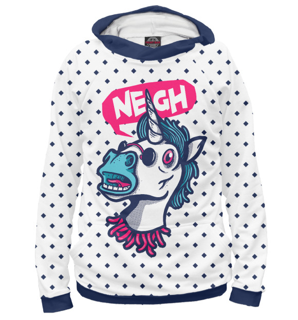 Мужское худи с изображением Unicorn Neigh цвета Белый