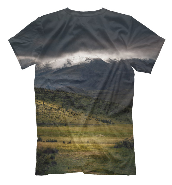 Мужская футболка с изображением Горный пейзаж цвета Белый