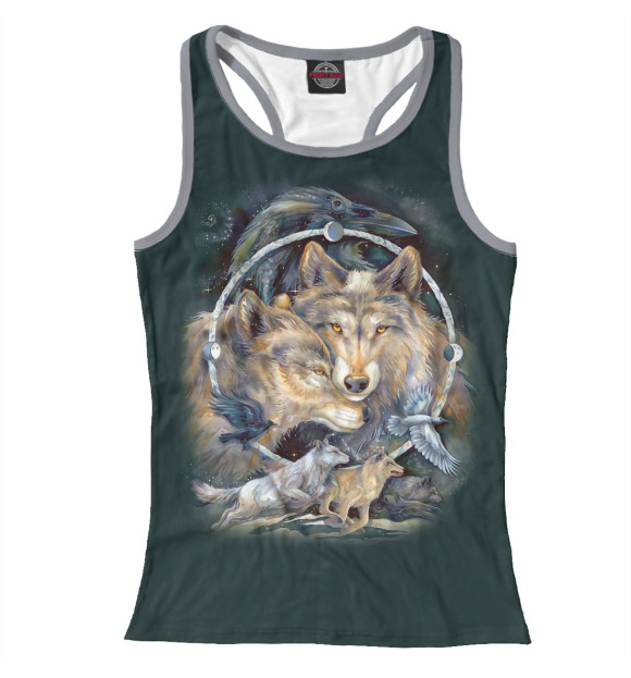 Женская майка-борцовка с изображением Волки цвета Белый