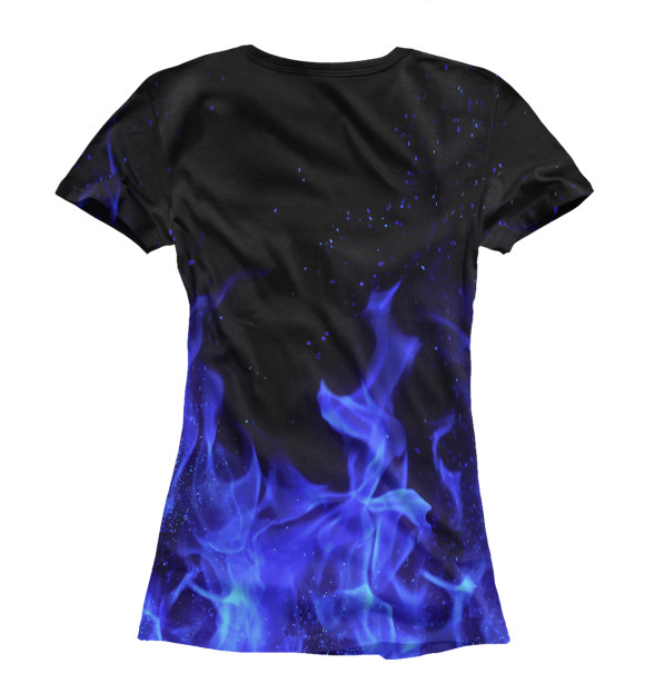 Женская футболка с изображением Синий огонь цвета Белый