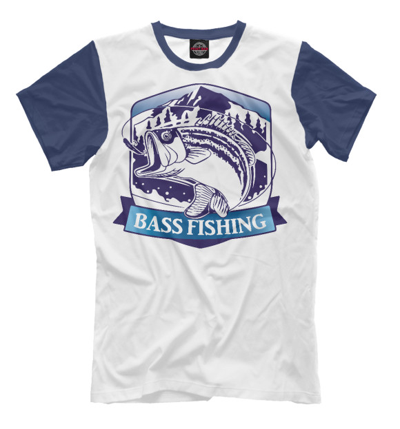 Мужская футболка с изображением Bass fishing цвета Белый
