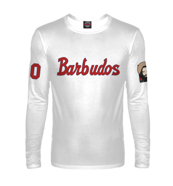 Мужской лонгслив с изображением Barbudos (Бородачи, Сьенфуэгос) цвета Белый