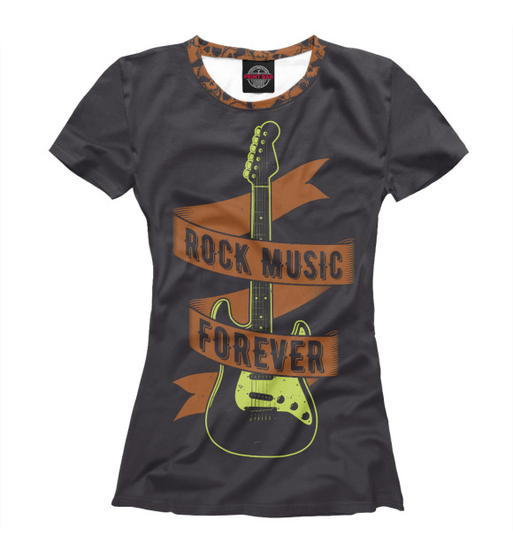 Женская футболка с изображением Rock music forever цвета Белый