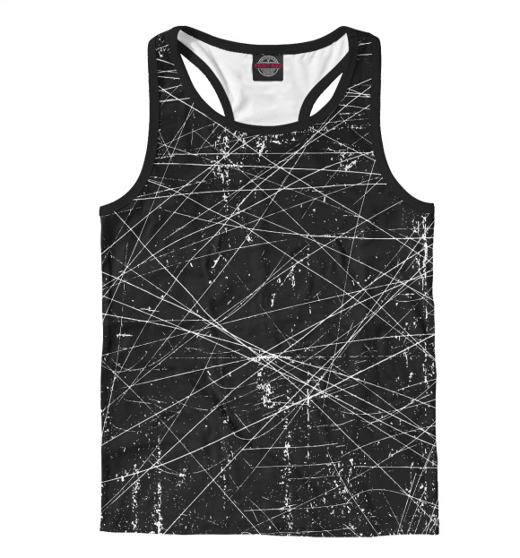 Мужская майка-борцовка с изображением Гранж \ Grunge Ч\Б цвета Белый