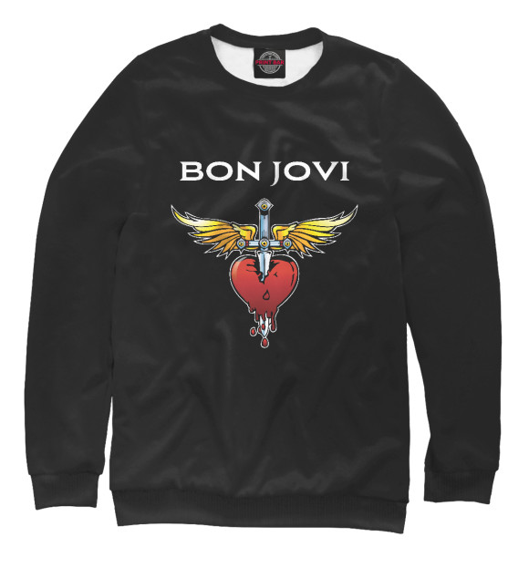 Свитшот для девочек с изображением Bon Jovi цвета Белый