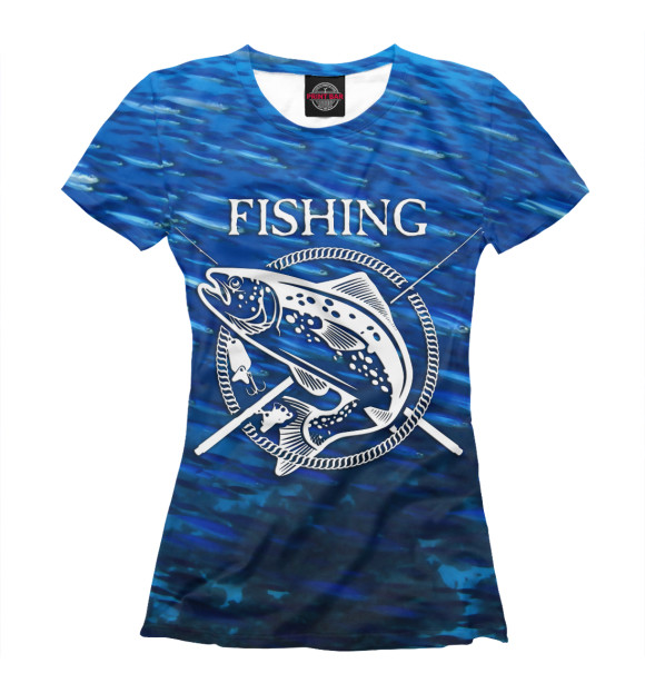 Женская футболка с изображением Fishing цвета Белый