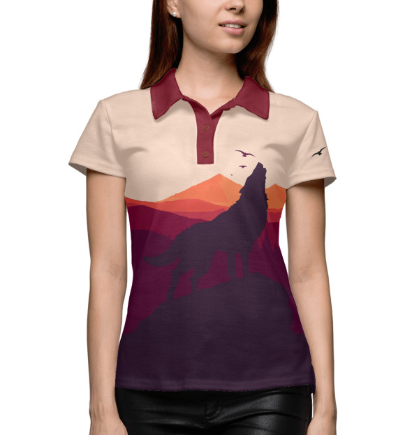 Женское поло с притом Wolfenhowl цвета Белый Женское поло с изображением Wolfenhowl цвета Белый