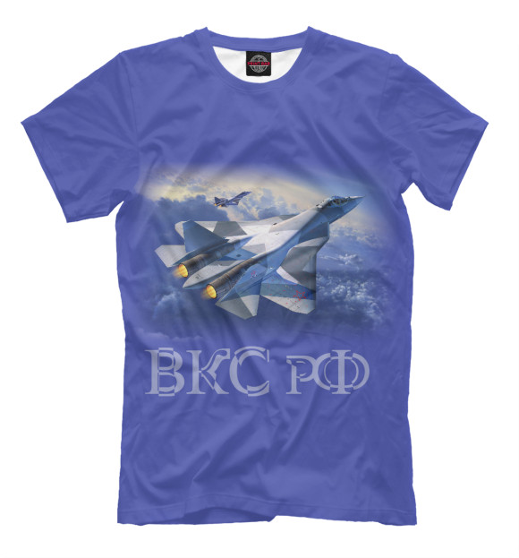 Мужская футболка с изображением ВКС РФ цвета Грязно-голубой