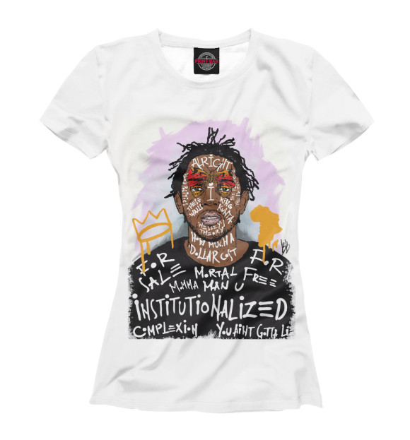 Футболка для девочек с изображением Kendrick Lamar цвета Белый