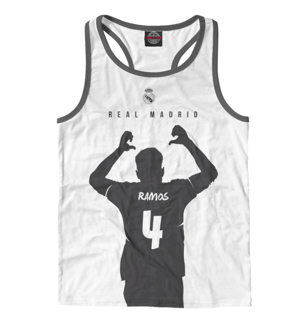 Мужская майка-борцовка с изображением Sergio Ramos цвета Белый