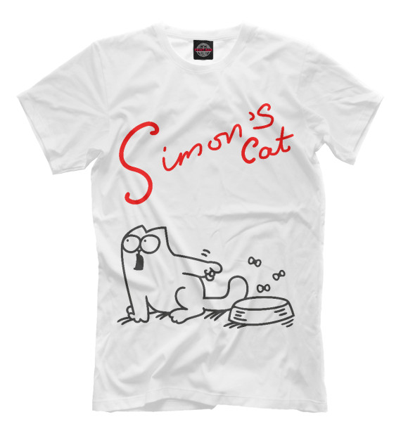 Мужская футболка с изображением Кот Саймона хочет кушать цвета Молочно-белый