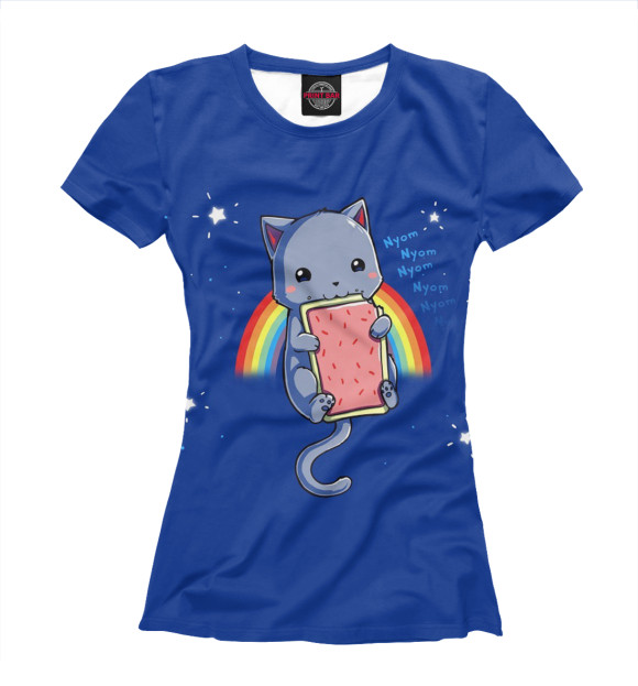 Женская футболка с изображением Nyan Cat цвета Белый