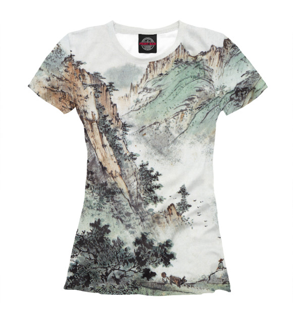 Женская футболка с изображением Горы Китая цвета Белый