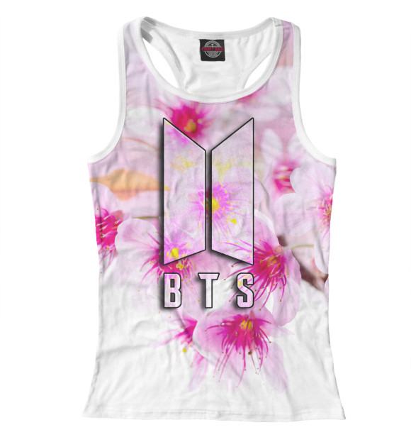 Женская майка-борцовка с изображением BTS цвета Белый