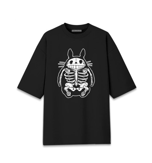 Мужская футболка оверсайз с изображением Totoro Bones цвета Черный