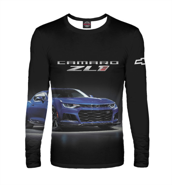 Мужской лонгслив с изображением Chevrolet Camaro ZL 1 цвета Белый