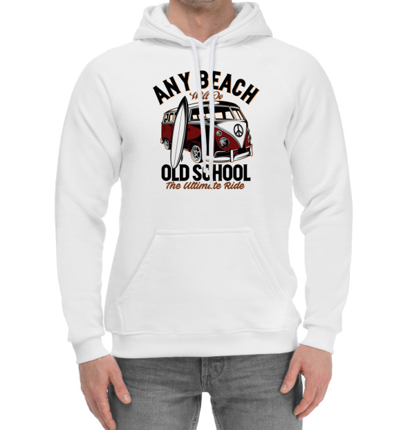 Мужской хлопковый худи с изображением Any Beach Old School цвета Белый