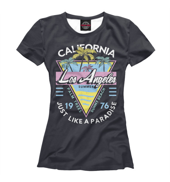Женская футболка с изображением California цвета Белый
