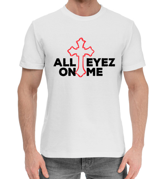 Мужская хлопковая футболка с изображением All Eyez On Me цвета Белый