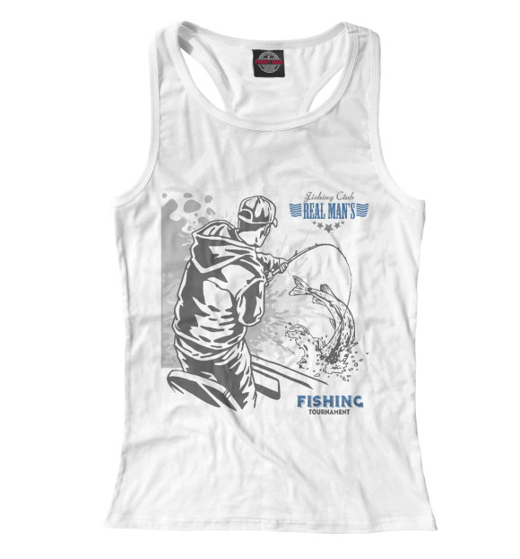 Женская майка-борцовка с изображением Рыбалка цвета Белый