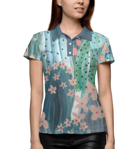 

Поло Print Bar, Белый, Цветущий кактус