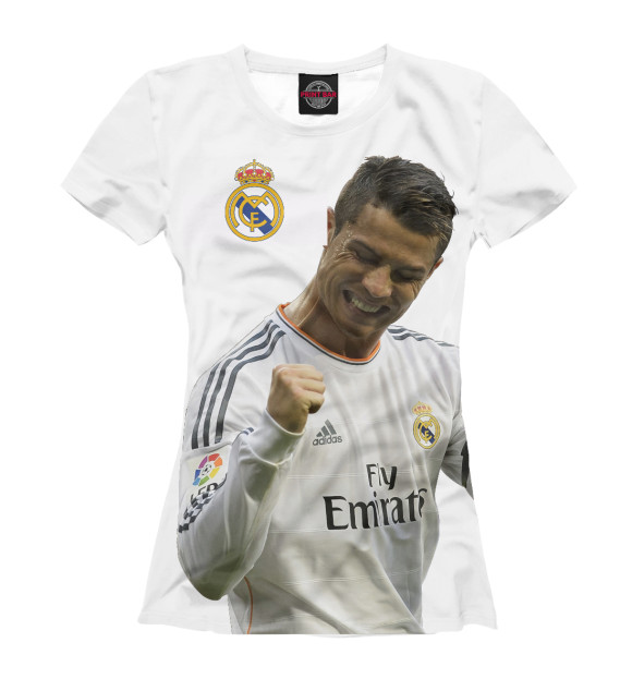 Женская футболка с изображением Ronaldo цвета Белый