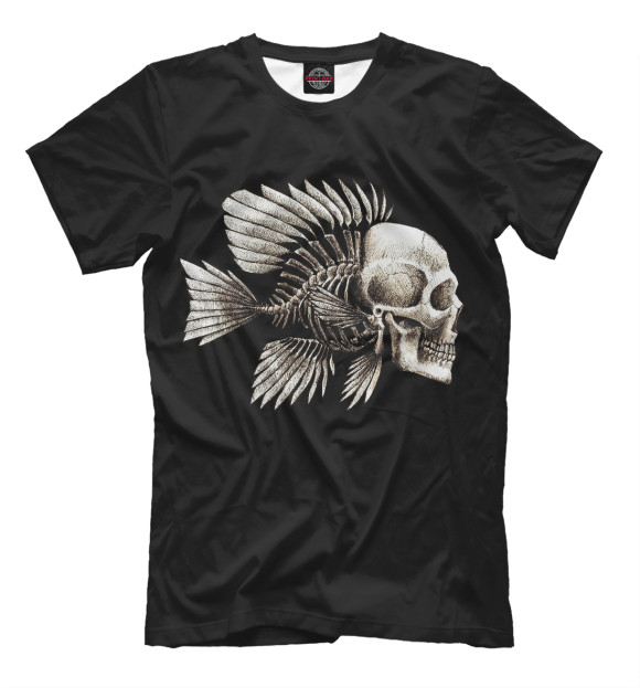 Мужская футболка с изображением Скелет цвета Черный