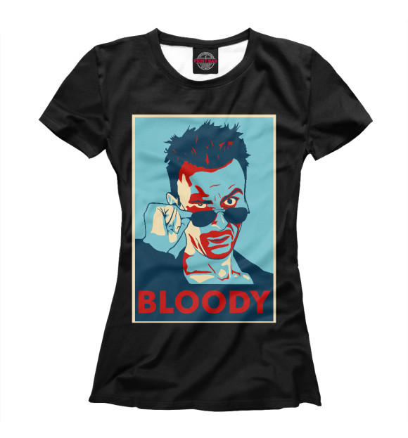 Женская футболка с изображением Bloody цвета Р‘РµР»С‹Р№