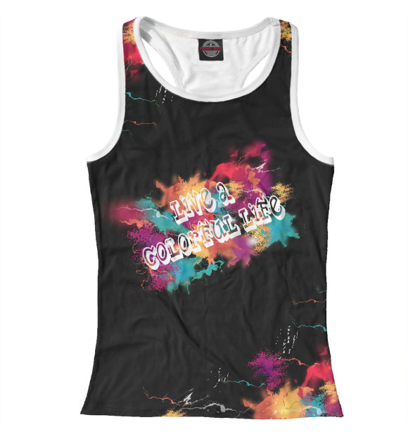 Женская майка-борцовка с изображением Colourful Life цвета Белый