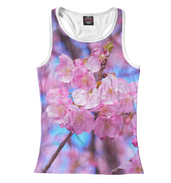 Женская майка-борцовка с изображением Ветка цвета Белый