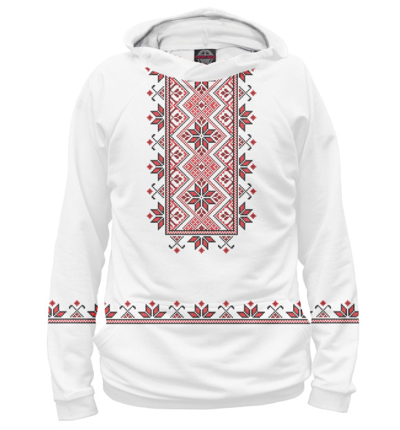 Женское худи с изображением Белорусская вышиванка цвета Белый