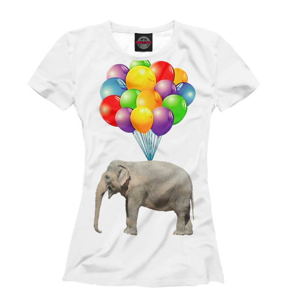 Женская футболка с изображением Слоник цвета Белый