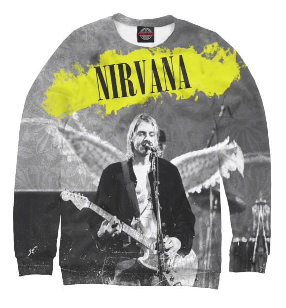 Мужской свитшот с изображением Nirvana цвета Белый