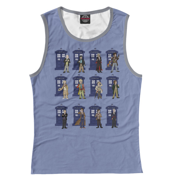 Женская майка с притом Доктор цвета Белый Женская майка с изображением Доктор цвета Белый