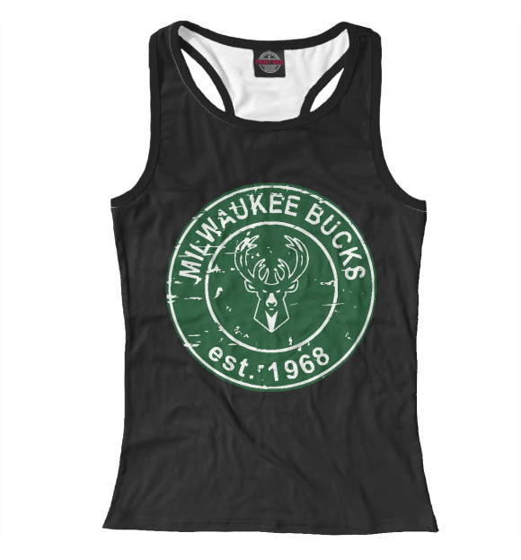 Женская майка-борцовка с изображением Milwaukee Bucks цвета Белый