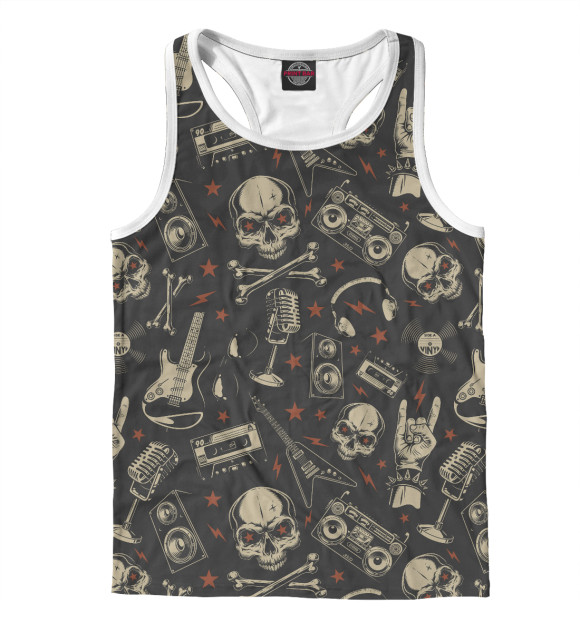 Мужская майка-борцовка с изображением Rock music цвета Белый