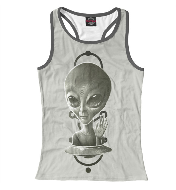 Женская майка-борцовка с изображением Инопланетянин цвета Белый