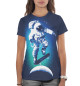 Женская футболка Космонавт-скейтер
