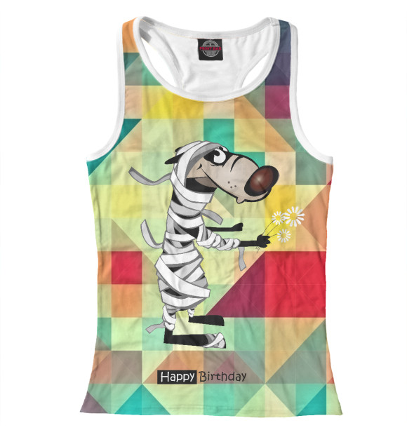 Женская майка-борцовка с изображением Birthday цвета Белый