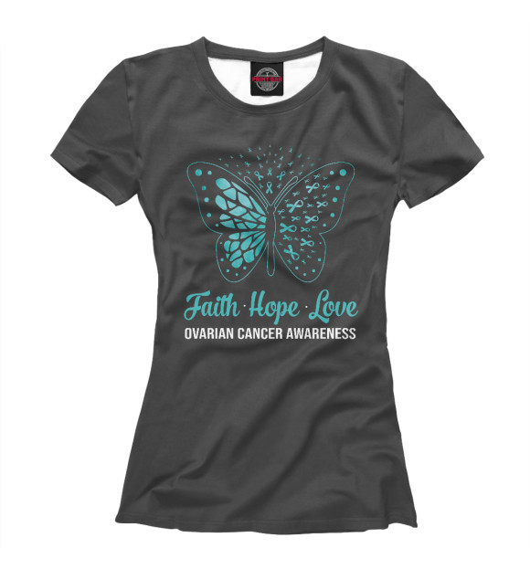 Футболка для девочек с изображением Faith Hope Love Teal Butter цвета Белый