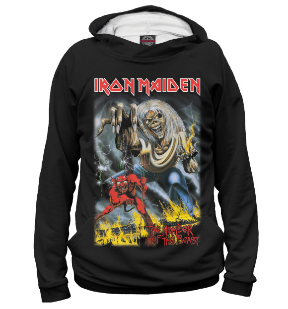 Мужское худи с изображением Iron Maiden цвета Белый