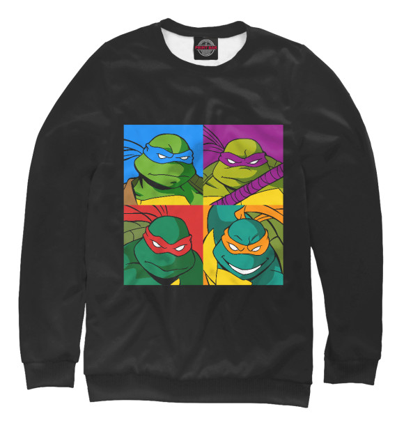 Женский свитшот с изображением Turtles цвета Белый