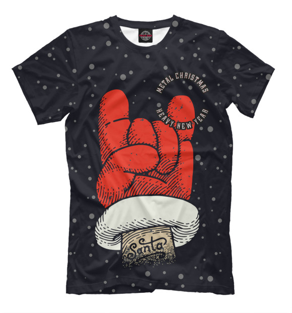 Мужская футболка с изображением Metal Christmas Heavy New Year цвета Черный