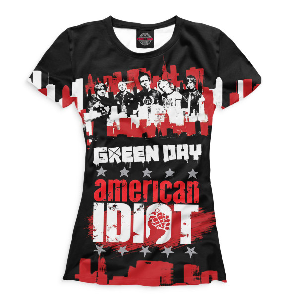 Футболка для девочек с изображением Green Day цвета Белый