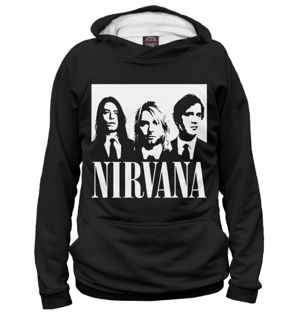 Мужское худи с изображением Nirvana цвета Белый